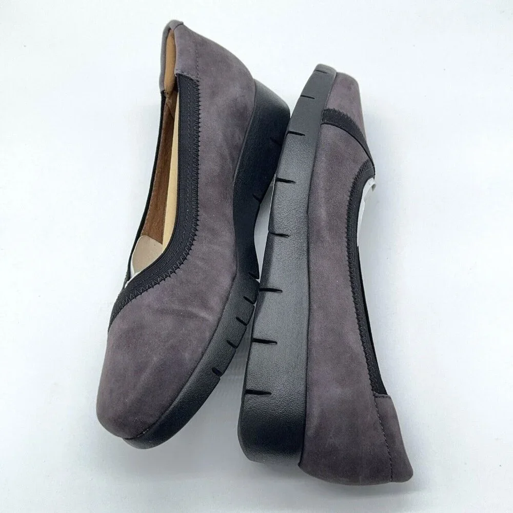 Clarks Artisan Nubuck Leather Slip On Shoes Daelyn Hill Purple Grey Platform 9 M - Picture 7 of 12